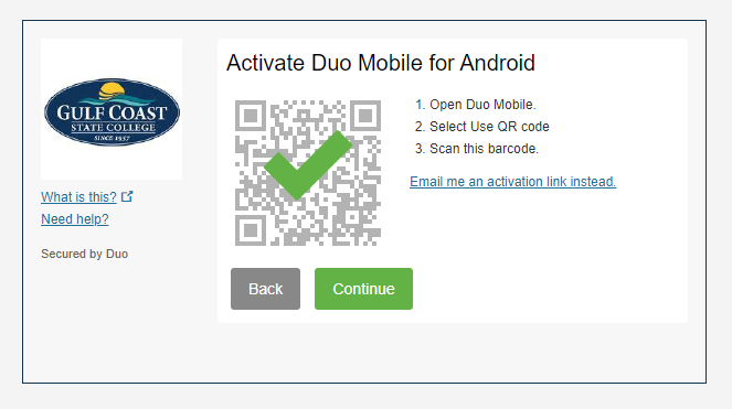 Activate Duo Mobile for Android