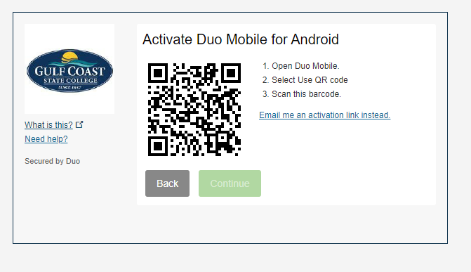 Activate Duo Mobile for Android QR Code