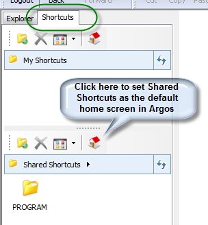 Shortcuts. Chick here to set Shared Shortcuts as the default home screen in Argos