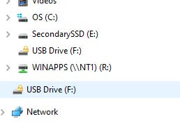 USB Drive F with Read/Write capability
