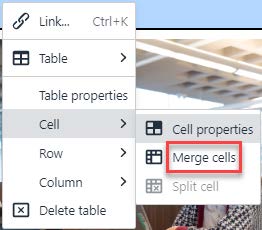 Image showing Select Merge cells