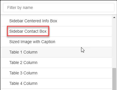 Image of Sidebar Contact Box Highlighted to be selected