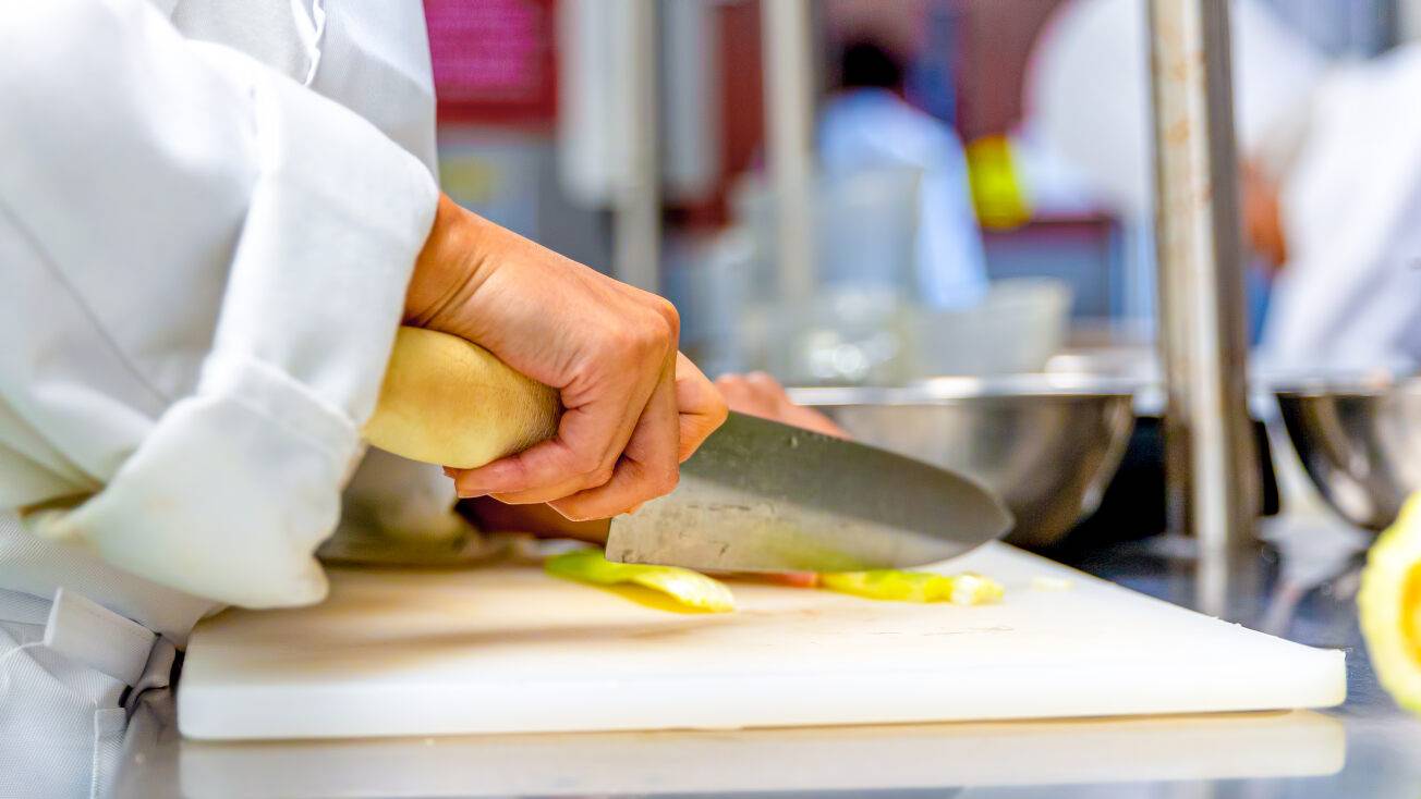 Student Chopping with knife