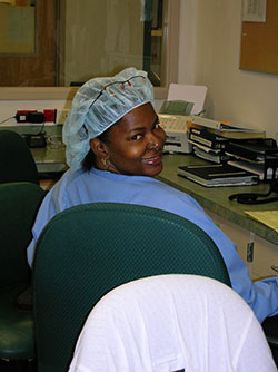 Nurse working at a desk
