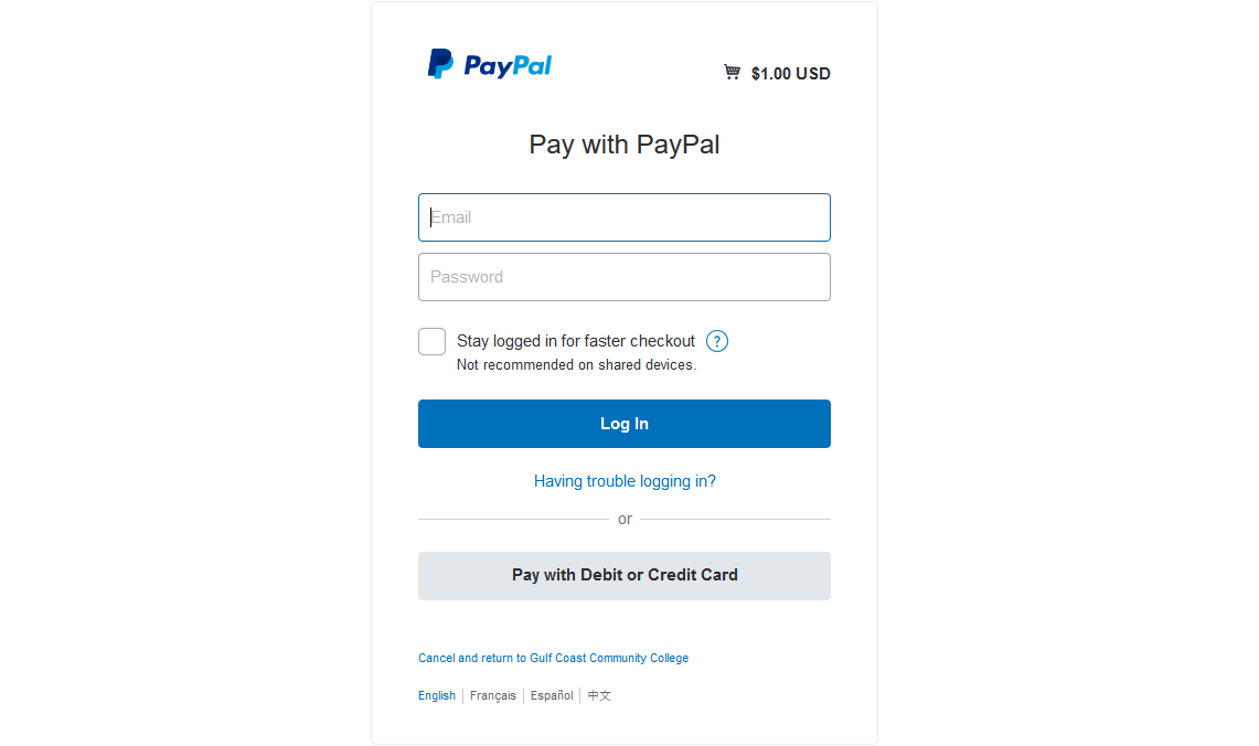 Image of PayPal Screen