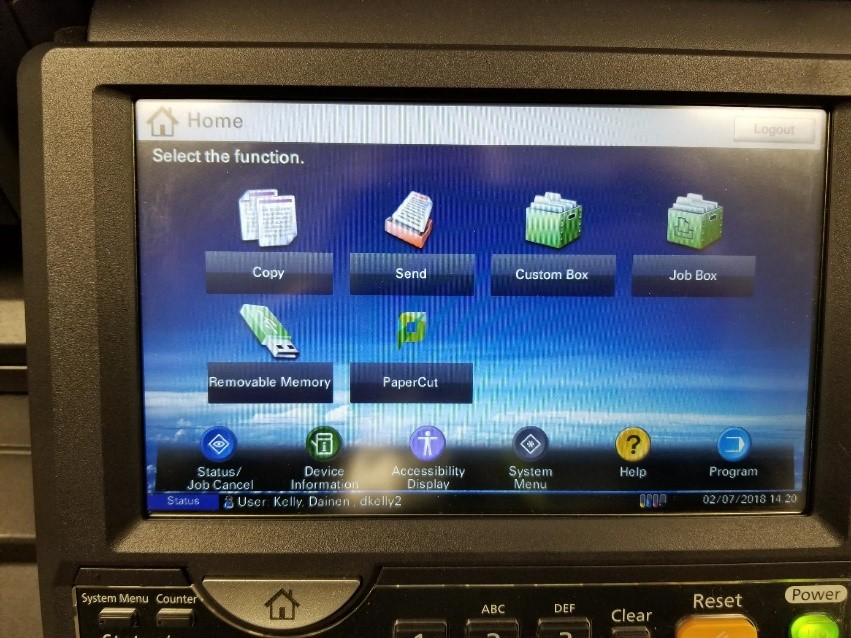 Image of Function Screen