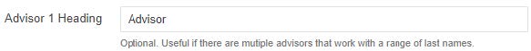 Image showing Advisor 1 Heading input field
