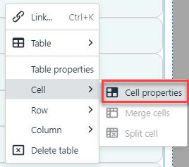 Image showing Style cell properties