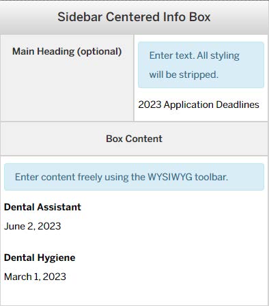 Image of Sidebar Centered Info Box content entered