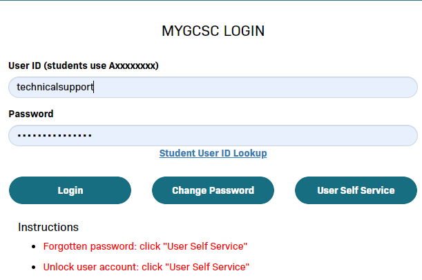 MyGCSC Login