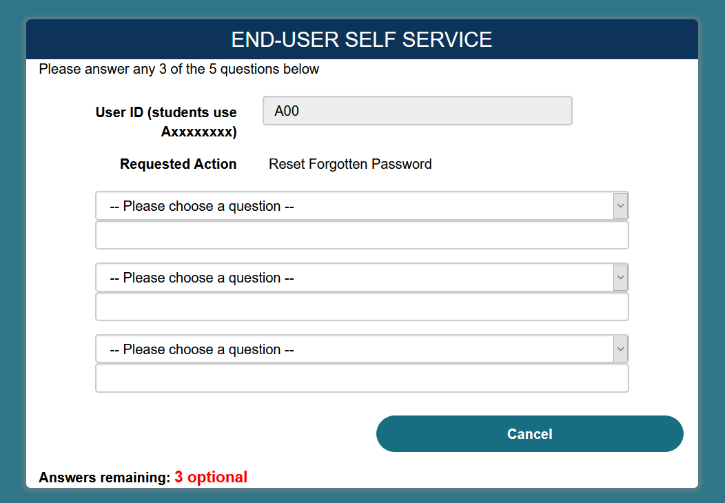 Requested Action - Reset Forgotten Password