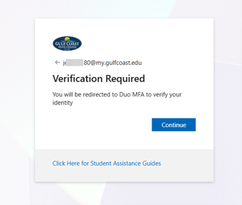 Image of verification required screen