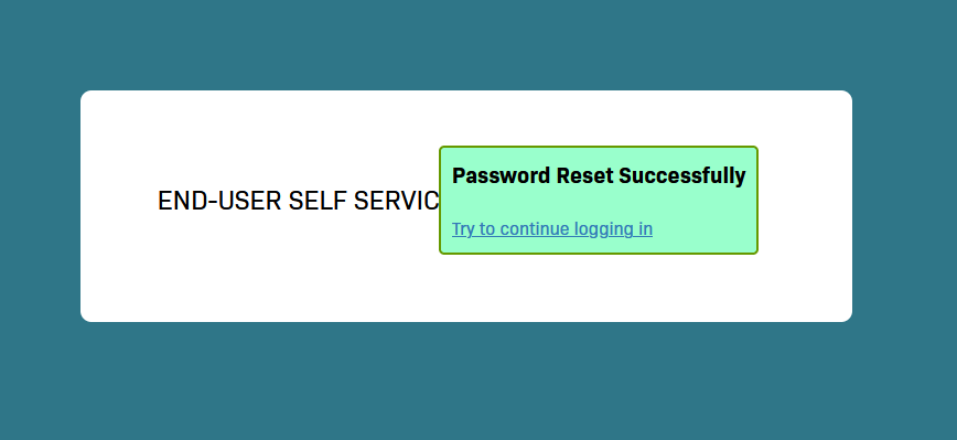 Passord Reset Successfully - Try to continue logging in