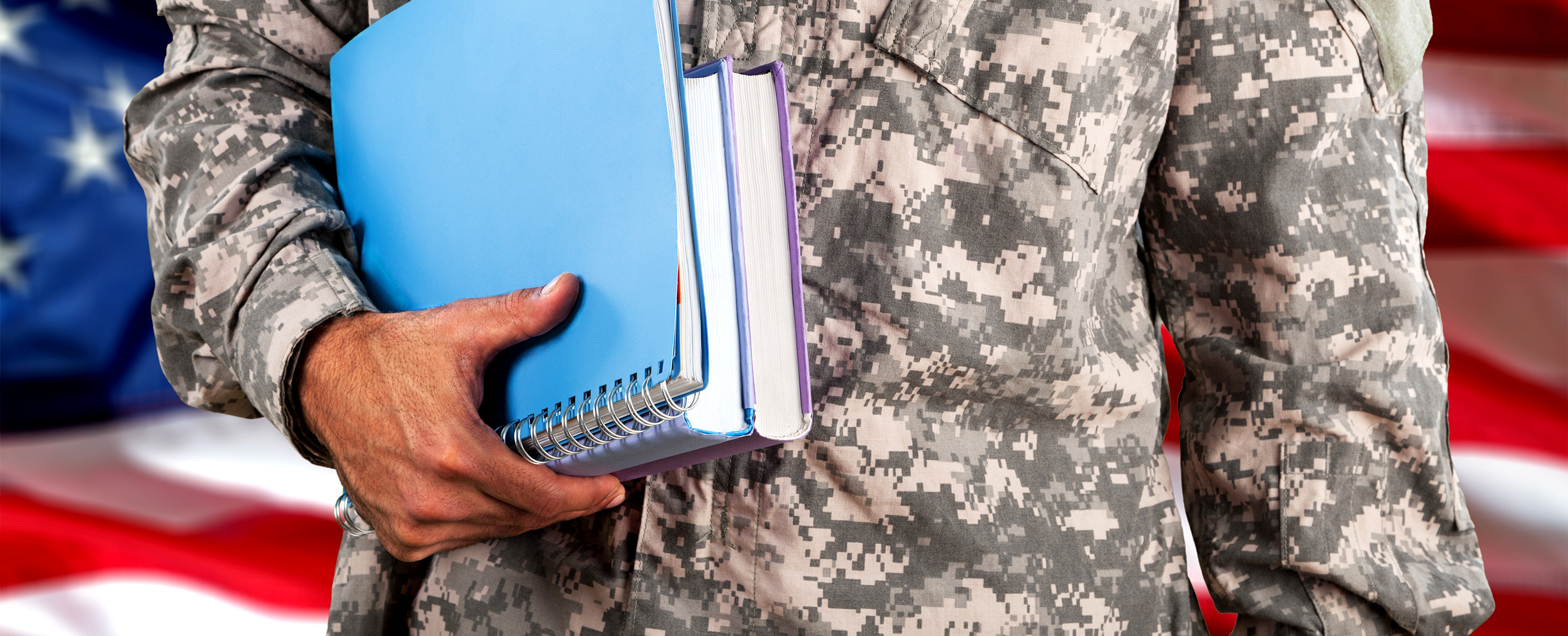 Military man with books