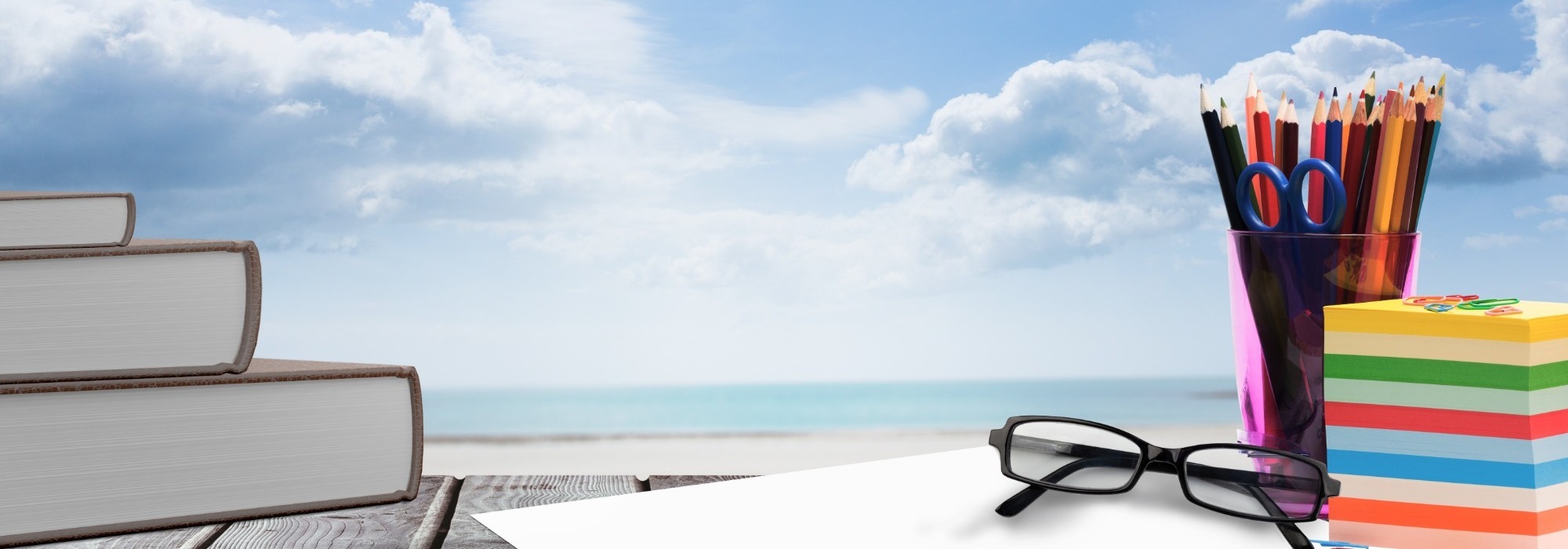 Teaching equipment on beach