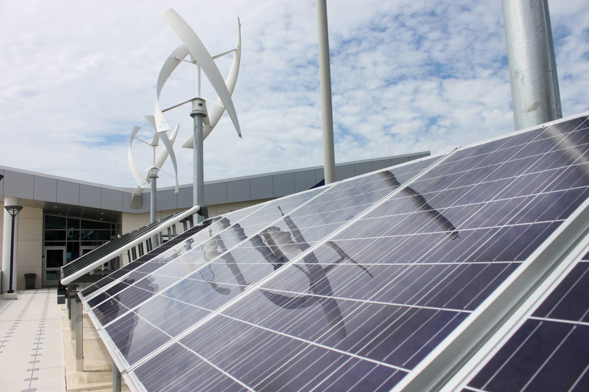 ATC Roof with turbines and solar panels