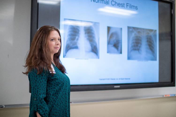 Woman showing x-rays