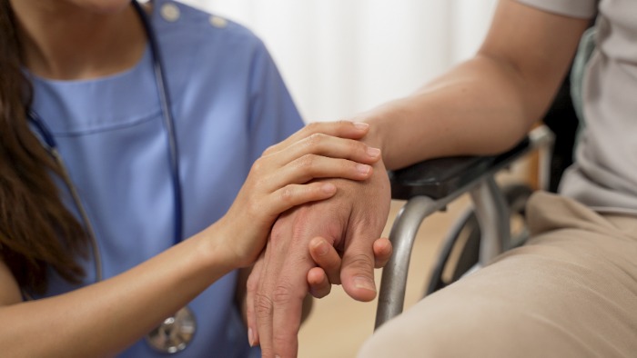 Nurse and wheelchair