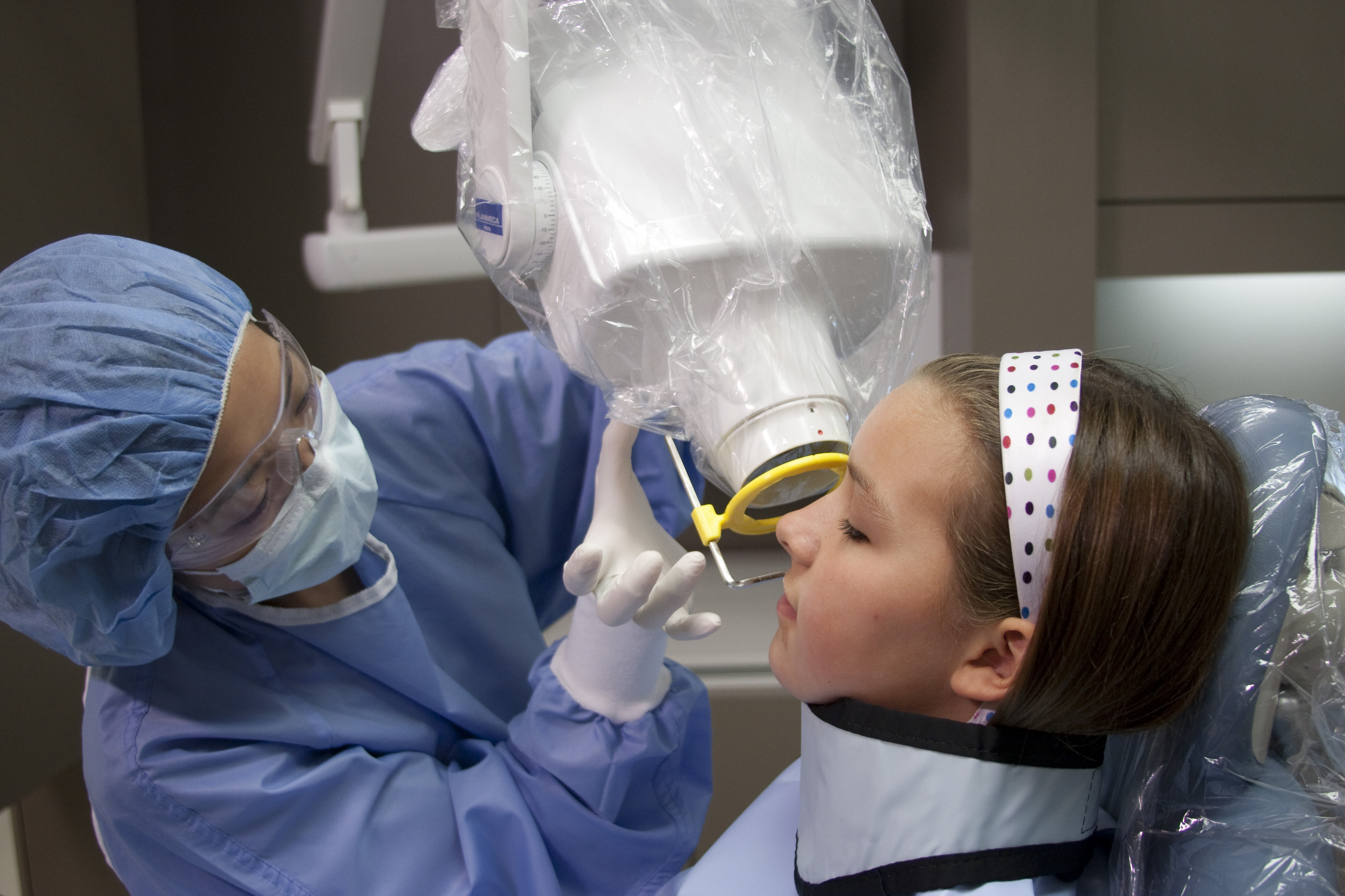 Girl in a dental chair