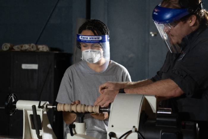 Students making props