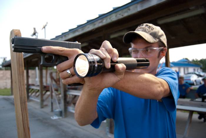 Man shooting at a target