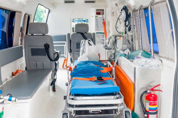 Inside ambulance