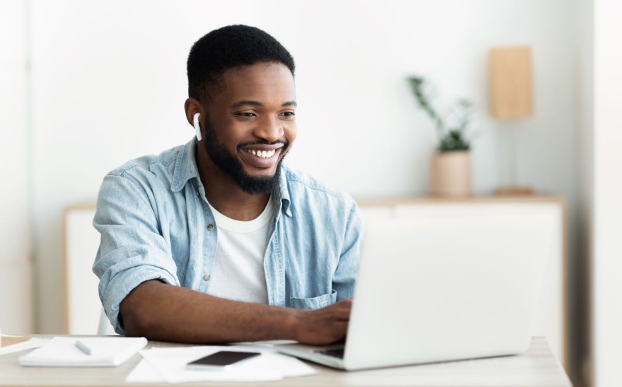 Man working on laptop