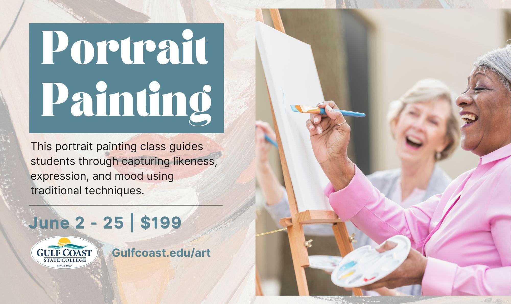 You’ll explore facial proportions, color mixing, and brushwork while working from a live model or reference photos. Perfect for beginners and experienced painters looking to sharpen their portrait skills. 