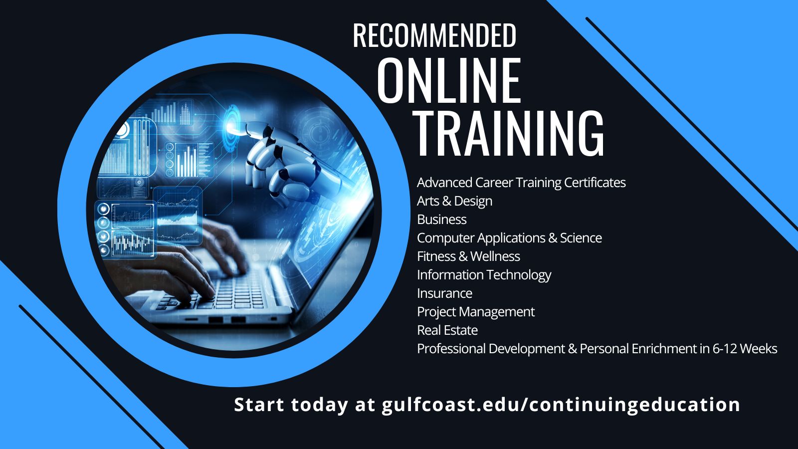 Recommended Online Training - Advanced Career Training Certificates, Arts & Design, Business, Computer Applications & Science, Fitness & Wellness, Information Technology, Insurance, Project Management, Real Estate, Professional Development