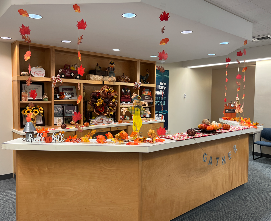 Abbott Building Halloween and Fall Decorations in the GCSC's Abbott Building Building.