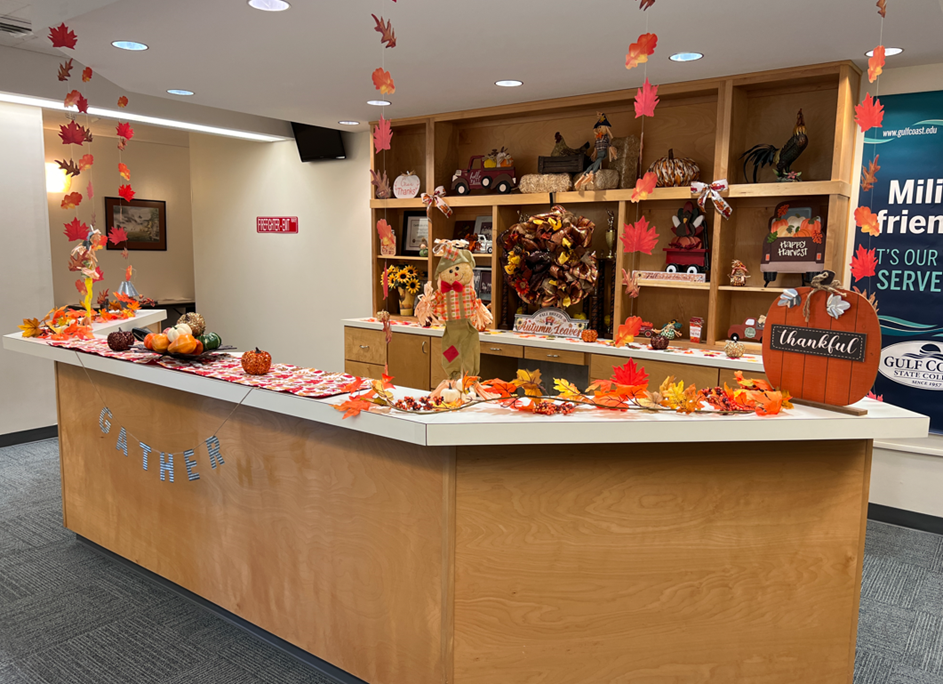 Abbott Building Halloween and Fall Decorations in the GCSC's Abbott Building Building.