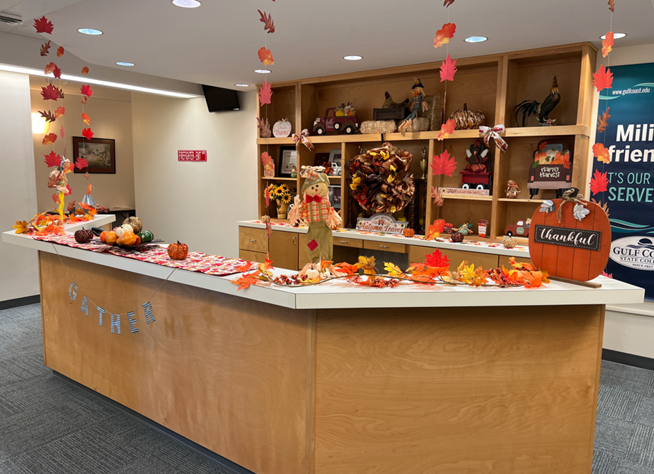 Halloween and Fall Decorations in the GCSC's Abbott Building Building.