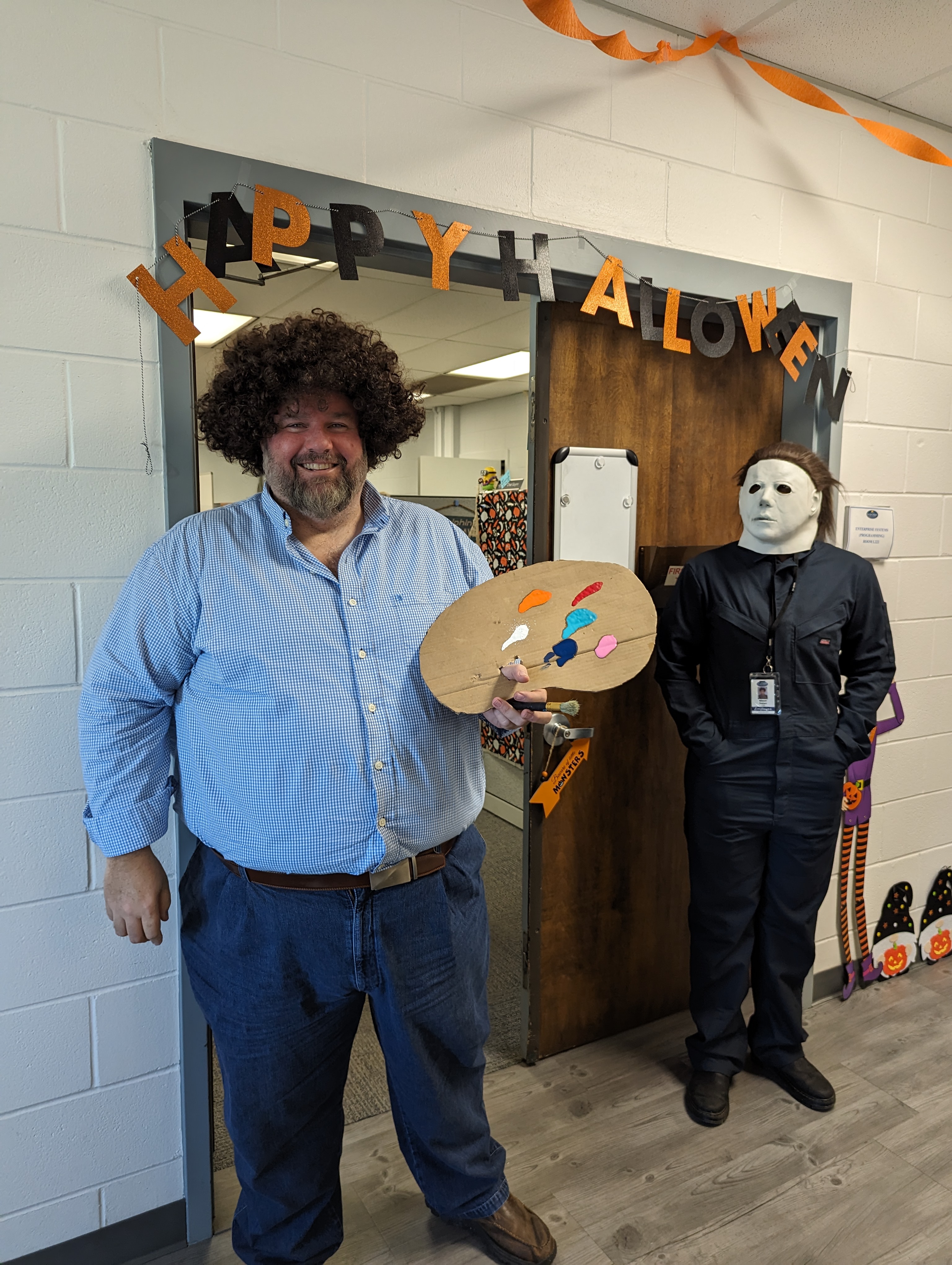 Information Technology Services, ITS Halloween Decorations in GCSC's ITS Building. Crazy IT staff.